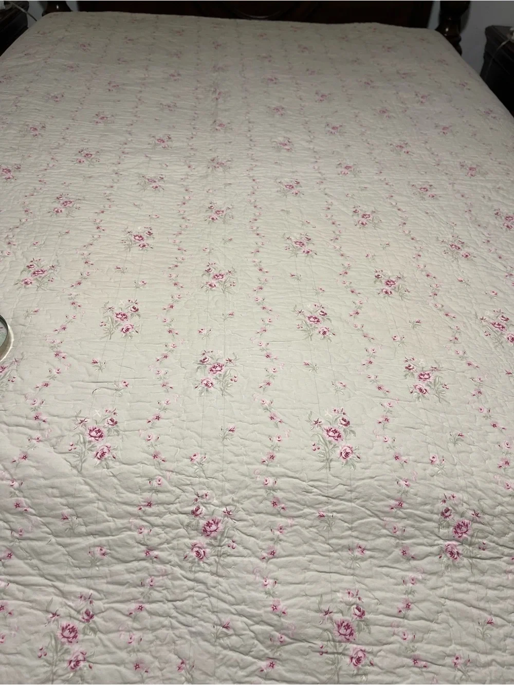 Simply, Shabby Chic rose trellis green  QUEEN quilt 🌸
